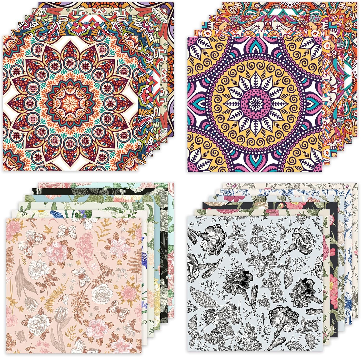 48 Sheets 24 Designs Scrapbook Paper Pad, 6"×6" Single-Sided Decopodge Craft Cardstock Paper,Scrapbooking DIY Decorative Background Cardmaking Supplies.Datura&Flowers - Crafty Corner