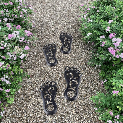 MDLUU Pair of Footprint Stepping Stone, Cast Iron Flagstone, Decorative Feet Stepping Stone for Garden Walkway, Flower Bed