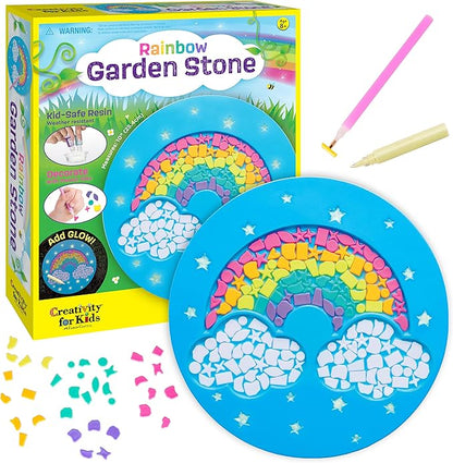 Creativity for Kids Rainbow Garden Stone - Mosaic Stepping Stone Kit, Craft Kits for Kids (Ages 8+)