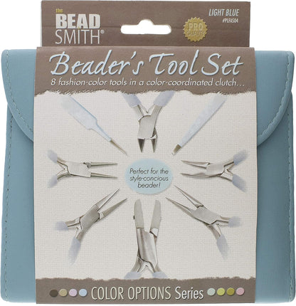 The Beadsmith Fashion Color Pliers – Set of 8 Slimline Color-Coordinated Tools – Matching Clutch in Light Blue – Jewelry Making Supply Kit to Create Necklaces, Bracelets, Earrings & More - Crafty Corner