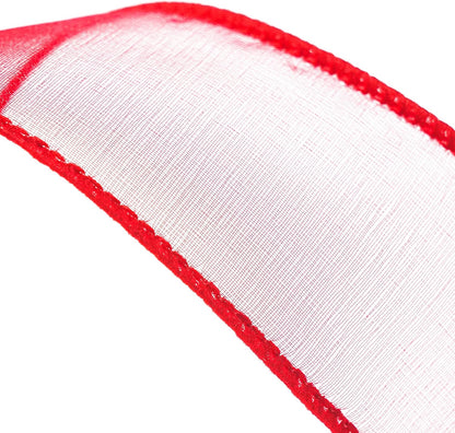 CT CRAFT LLC Sheer Organza Wired Ribbon 1.5" x 50Yards Red for Wedding Chair Bow Flora Bouquet Gift Wrapping Christmas Tree Home Decor Wreath - Crafty Corner