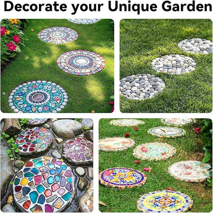 6 Pcs 3 Sizes Round DIY Concrete Stepping Stone Mold - 10.2" 11" 12.6" Reusable Concrete Stepping Stone Molds for Outdoor Garden Walkway Decor, Plastic Concrete Molds for Memorial Gifts