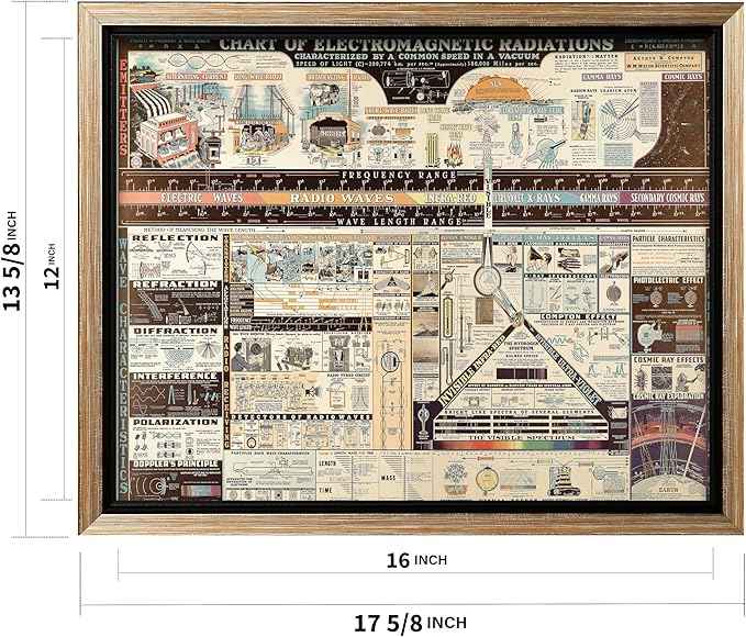 Poster Master Science Canvas - Chart of Electromagnetic Radiations Print - Electric Waves Art - Gift for Teacher, Student - Great Decor for Classroom, Library, Dorm - 12x16 Silver Framed Canvas
