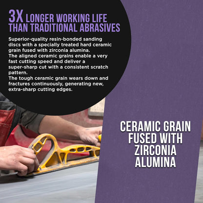 Dura-Gold Premium 220 Grit PSA Purple Film Ceramic Longboard Sandpaper, 2-3/4" Wide Continuous 20 Yard Roll - Self Adhesive Stickyback for Auto & Wood Air File Long Board Sanders, Hand Sanding Blocks