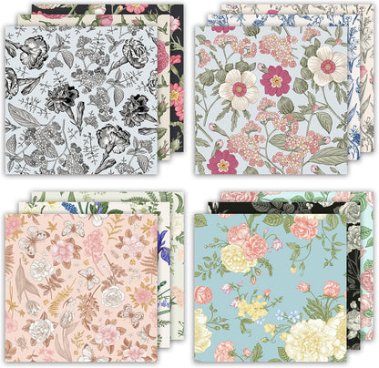 24 Sheets 12 Designs Scrapbook Paper Pad,6"×6” Single-Sided Decopodge Craft Cardstock Paper, Christmas Scrapbooking DIY Decorative Background Cardmaking Supplies.Flowers - Crafty Corner