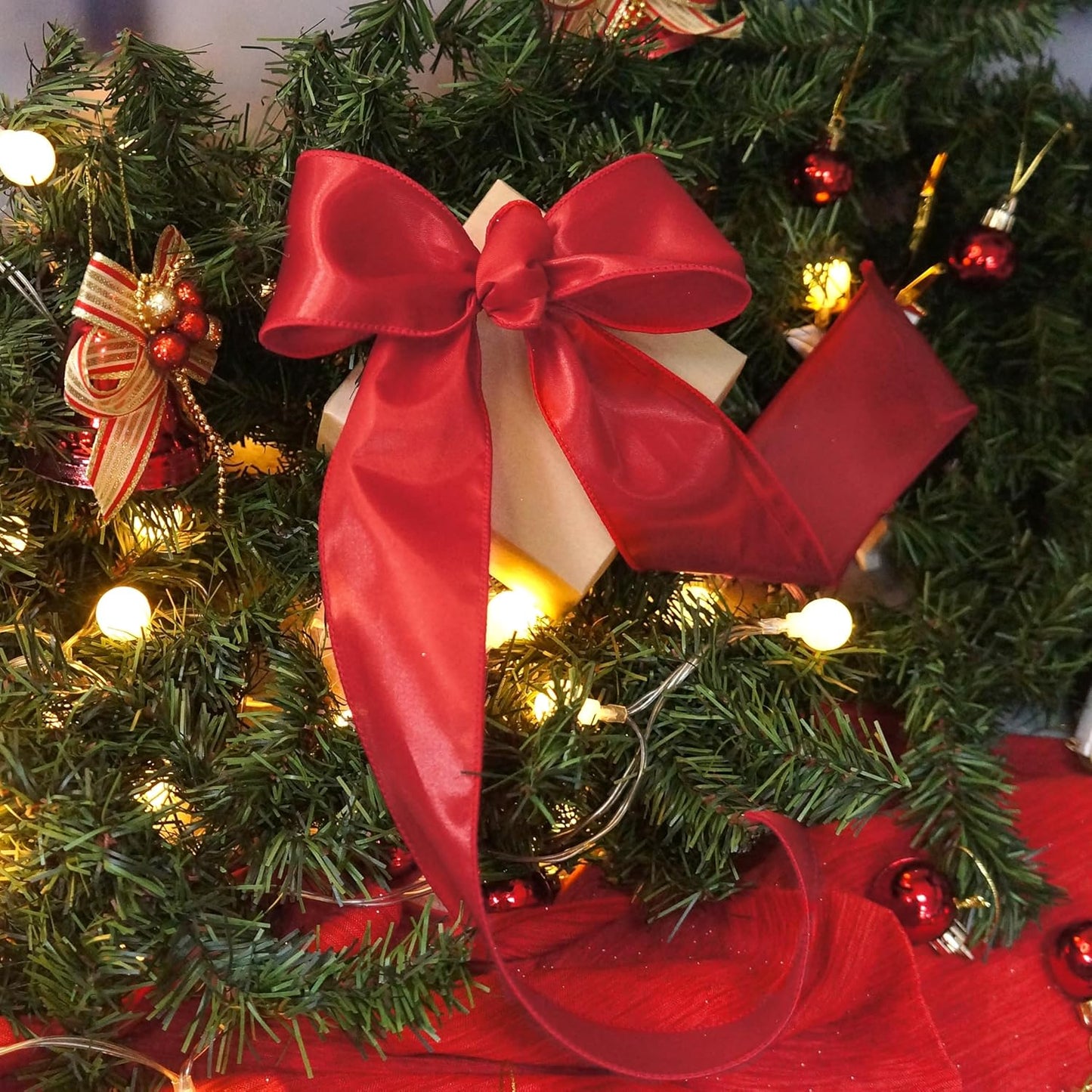 CT CRAFT LLC Satin Wired Ribbon 2.5 Inch x 20 Yards Red for Christmas Home Décor Gift Wrapping Tree Topper Bow Wreath DIY Crafts, - Crafty Corner