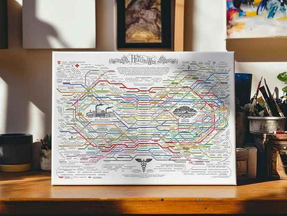 Poster Master The Healing Web Canvas - Health Diagram Print - Therapy Art - Holistic Wall Design - Pharmacological Remedy Art - Great Living Room or Office Decor - 16x20 ROLLED Canvas