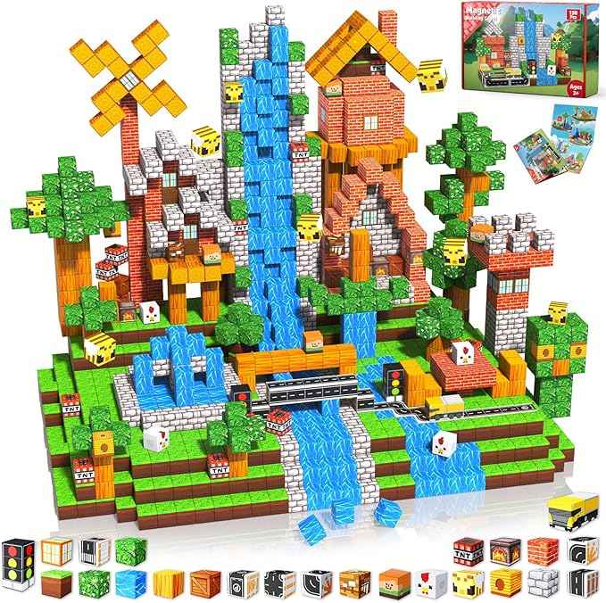 Magnetic Blocks - 150PCS Magnetic Building Blocks Road Forest Magnetic Cubes - STEM Toys for Montessori Toddler Birthday Gifts -STEM Sensory Construction Toys for Kids Ages 3+ for Boy & Girl