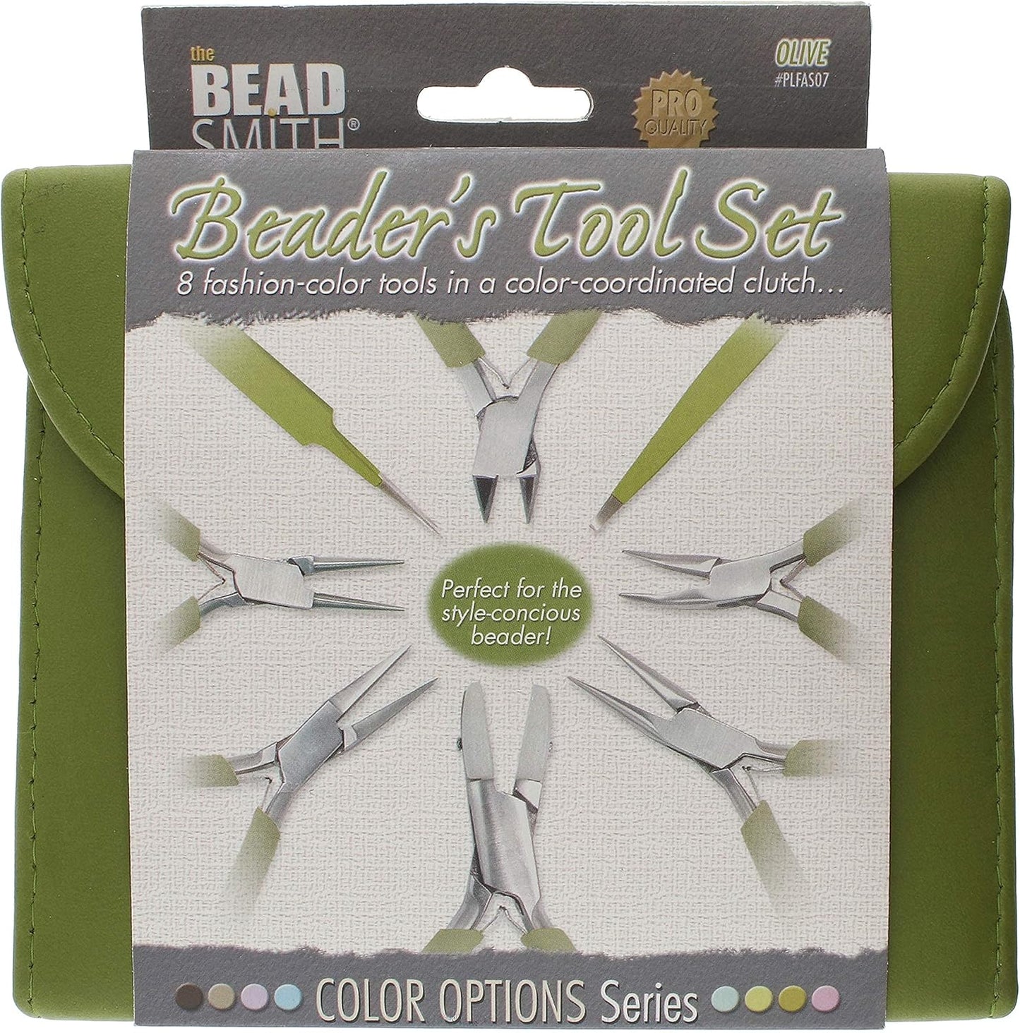 The Beadsmith Fashion Color Pliers – Set of 8 Slimline Color-Coordinated Tools – Matching Clutch in Olive – Jewelry Making Supply Kit to Create Necklaces, Bracelets, Earrings & More - Crafty Corner