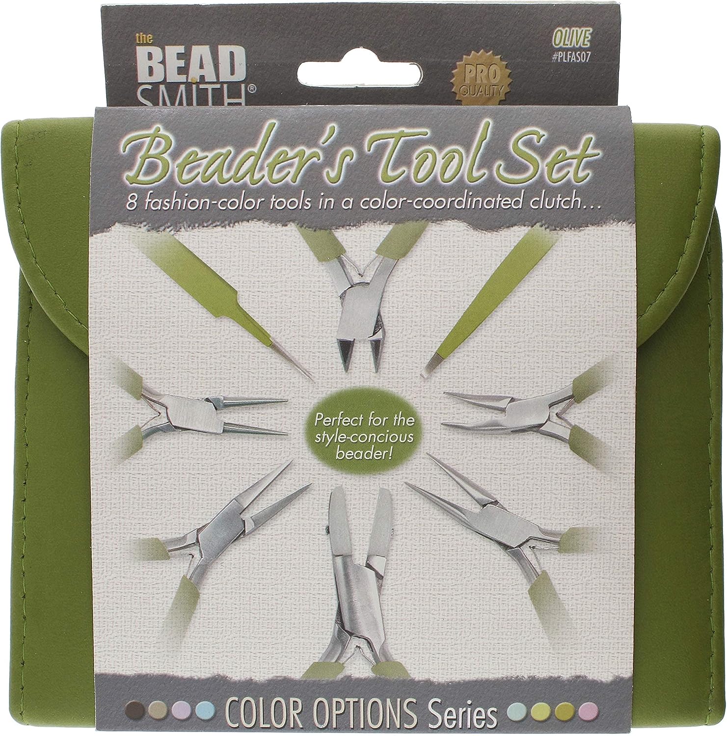 The Beadsmith Fashion Color Pliers – Set of 8 Slimline Color-Coordinated Tools – Matching Clutch in Olive – Jewelry Making Supply Kit to Create Necklaces, Bracelets, Earrings & More - Crafty Corner