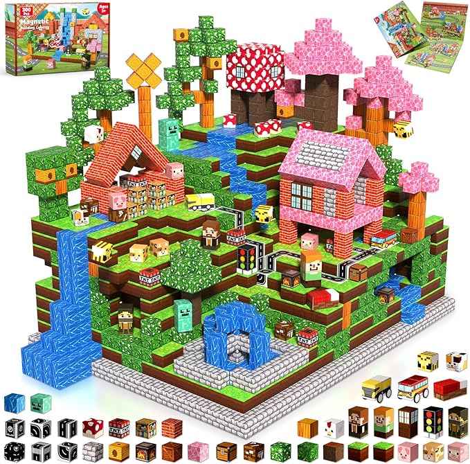 Magnetic Blocks - 300PCS Magnetic Building Blocks Road Forest Magnetic Cubes - Sensory Toys for Montessori Toddler Birthday Gifts -STEM Construction Toys for Kids Ages 3+ for Boy & Girl