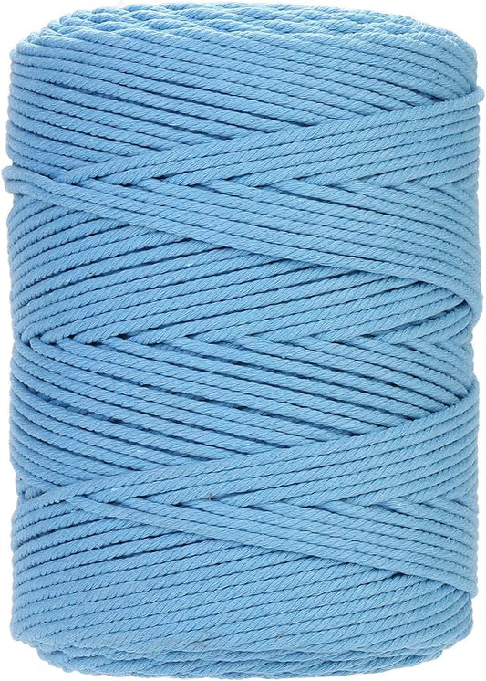 GOHOHOF Macrame Cord 4mm x 328yards Natural Cotton Rope Colored Cord for Plant Hanger Wall Hanger Dreamcatcher (Sky Blue)