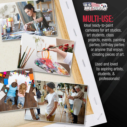 U.S. Art Supply Square Stretched Canvas for Painting 12x12 inch Gallery Depth 1-1/2" Thick, 3-Pack - 12oz Acrylic Gesso Triple Primed, Professional Artist Quality, 100% Cotton - Pouring, Oil Paint