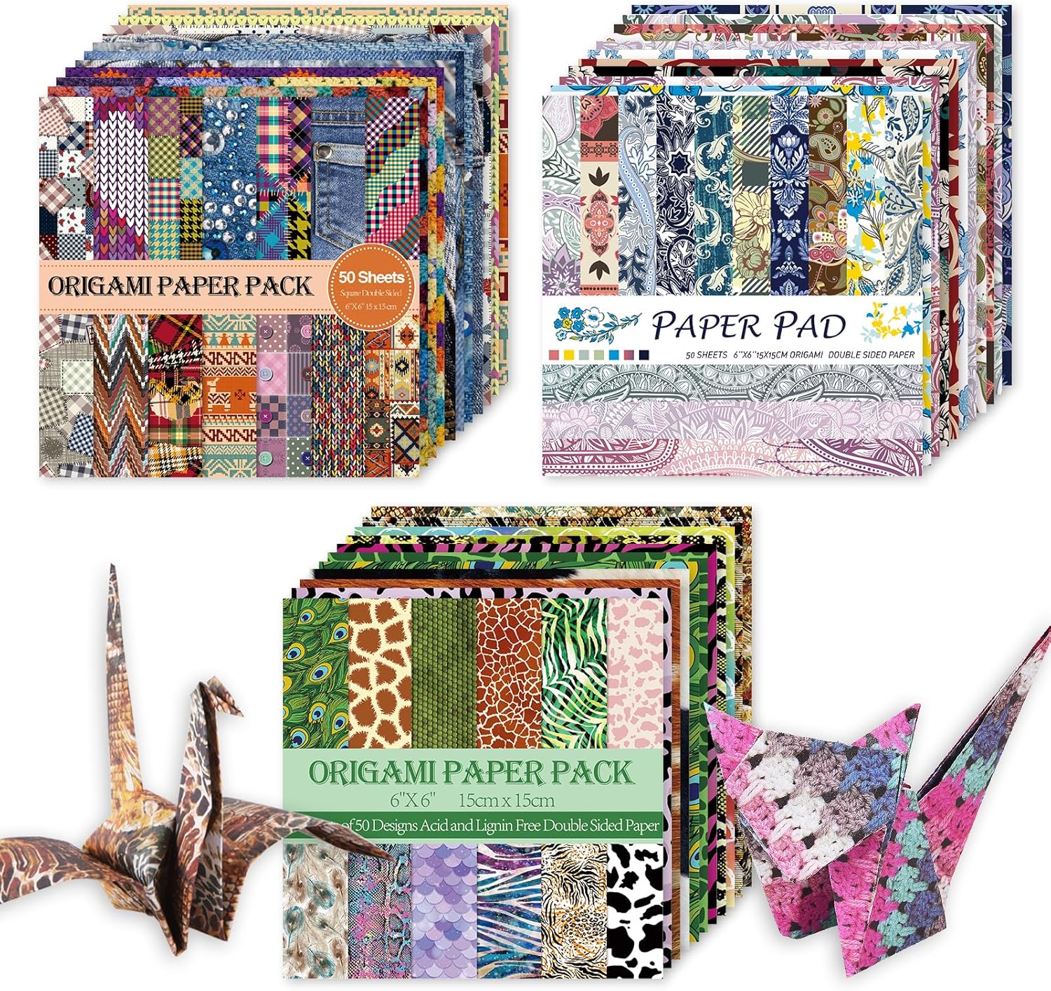 Origami 6x6 Paper Kit 150 Sheets 150 Vivid Colors Double Sided Same Printed Traditional Patterns Square for Arts Crafts Projects Japan Traditional Chiyo.Texture - Crafty Corner