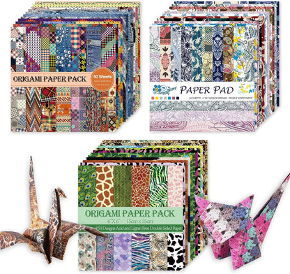 Origami 6x6 Paper Kit 150 Sheets 150 Vivid Colors Double Sided Same Printed Traditional Patterns Square for Arts Crafts Projects Japan Traditional Chiyo.Texture - Crafty Corner