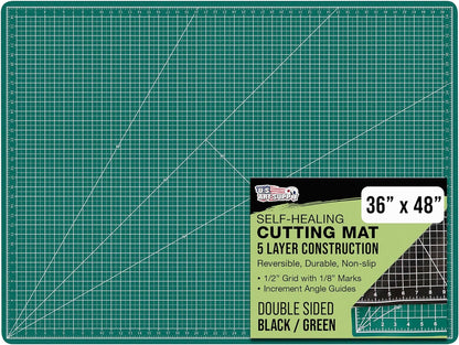U.S. Art Supply 36" x 48" Self-Healing Cutting Mat 5-Ply - Double-Sided Green/Black Craft Mat, Non-Slip Cutting Mats for Crafts, Sewing, Quilting, Scrapbooking