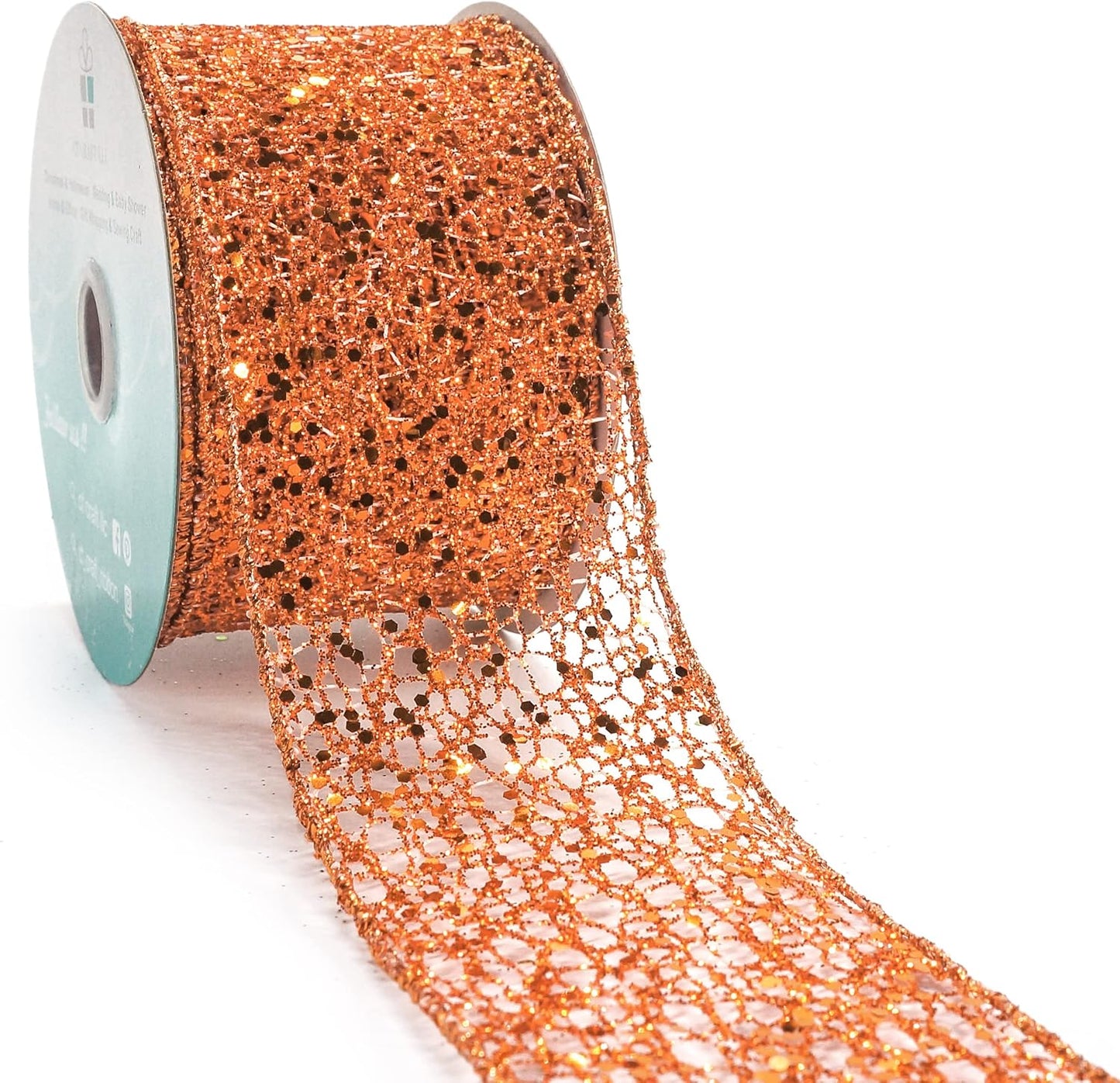 CT CRAFT LLC Sparkling Glitter Mesh Wired Ribbon 2.5" x 10 Yards Bronze Orange for Christmas Home Decor Bow Gift Wrapping DIY Crafts Wreath - Crafty Corner