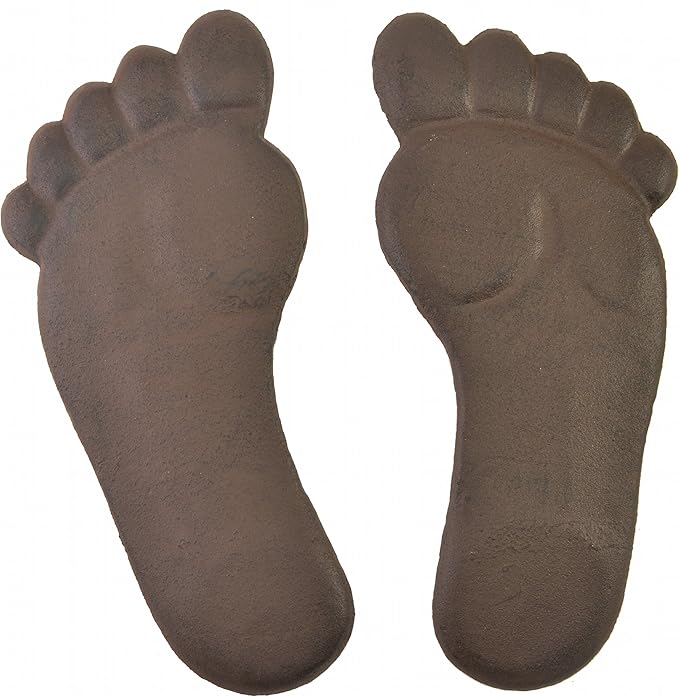 Human Footprint Stepping Stone Set Cast Iron Yard & Garden Feet Flagstones Rust Brown