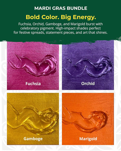 The Crafter's Workshop Stencil Butter - Mardi Gras Acrylic Paint Set - Boutique Metallic Texture Paste for Art, Canvas, Journals, & Cards - 4 x 2oz Jars