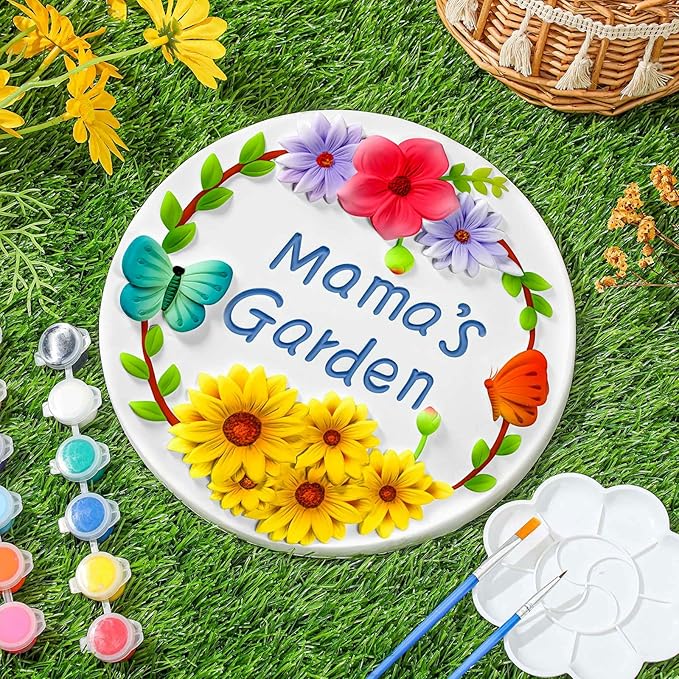 Juexica DIY 9.5 Inch Grandma's Garden Stepping Stone, Woman Gifts for Mom, Paint You Own Garden Stepping Stones, Woman Gifts for Nana,Stepping Stones(Mama,9.5 Inch)
