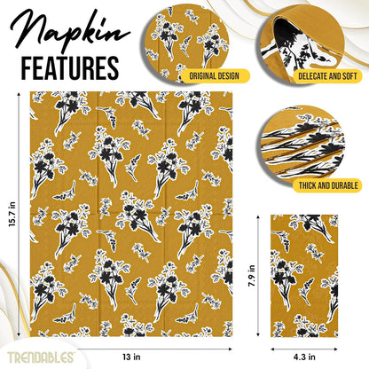 Trendables Floral Napkins for decoupage 100 Pcs 3 Ply floral paper napkins decorative Guest Towels Disposable Bathroom, Flower Design For Tea Party Decorations, Dinners & Weddings
