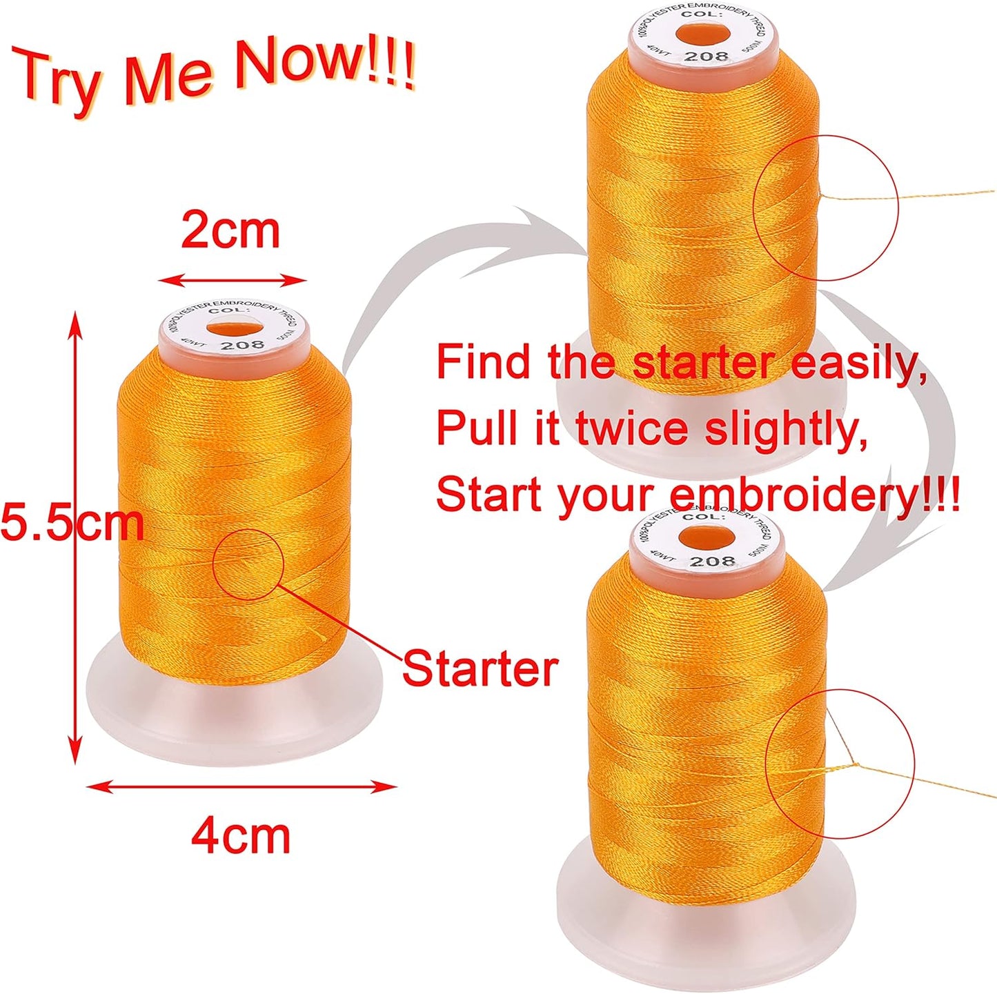 New brothread 63 Colors Compatible with Brother Polyester Embroidery Machine Thread with Bonus of 10" x10yd Medium Weight Tearaway Embroidery Stabilizer