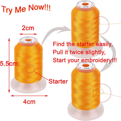 New brothread 63 Colors Compatible with Brother Polyester Embroidery Machine Thread with Bonus of 10" x10yd Medium Weight Tearaway Embroidery Stabilizer