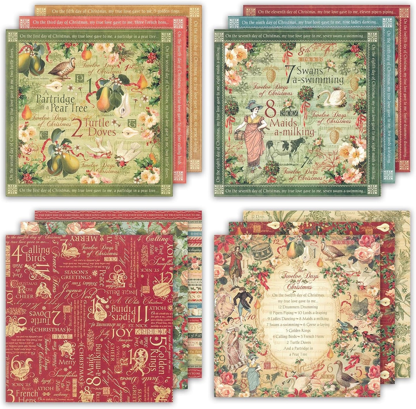 24 Sheets 12 Designs Scrapbook Paper Pad,6"×6” Single-Sided Decopodge Craft Cardstock Paper,Scrapbooking DIY Decorative Background Cardmaking Supplies.Carols - Crafty Corner