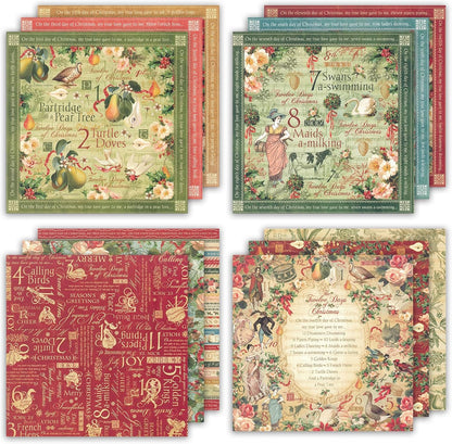 24 Sheets 12 Designs Scrapbook Paper Pad,6"×6” Single-Sided Decopodge Craft Cardstock Paper,Scrapbooking DIY Decorative Background Cardmaking Supplies.Carols - Crafty Corner