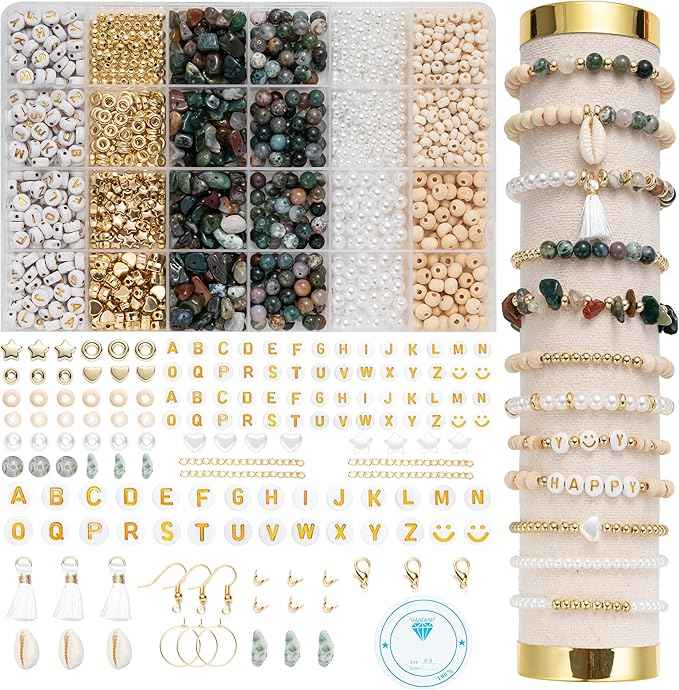 Xylise Jewelry Making Supplies Kit Natural Stone Beads for Irregular Natural Stone with for DIY Craft Bracelet Necklace Earrings for Adults(Agate)