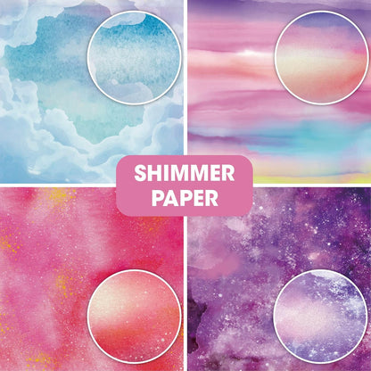 36 sheets 12x12 Paper Pad Pack Scrapbook Cardstock Decorative Paper - Shimmer Watercolor- for Card Making Journaling Planner Origami Scrapbook Paper Scrapbooking Supplies - Crafty Corner