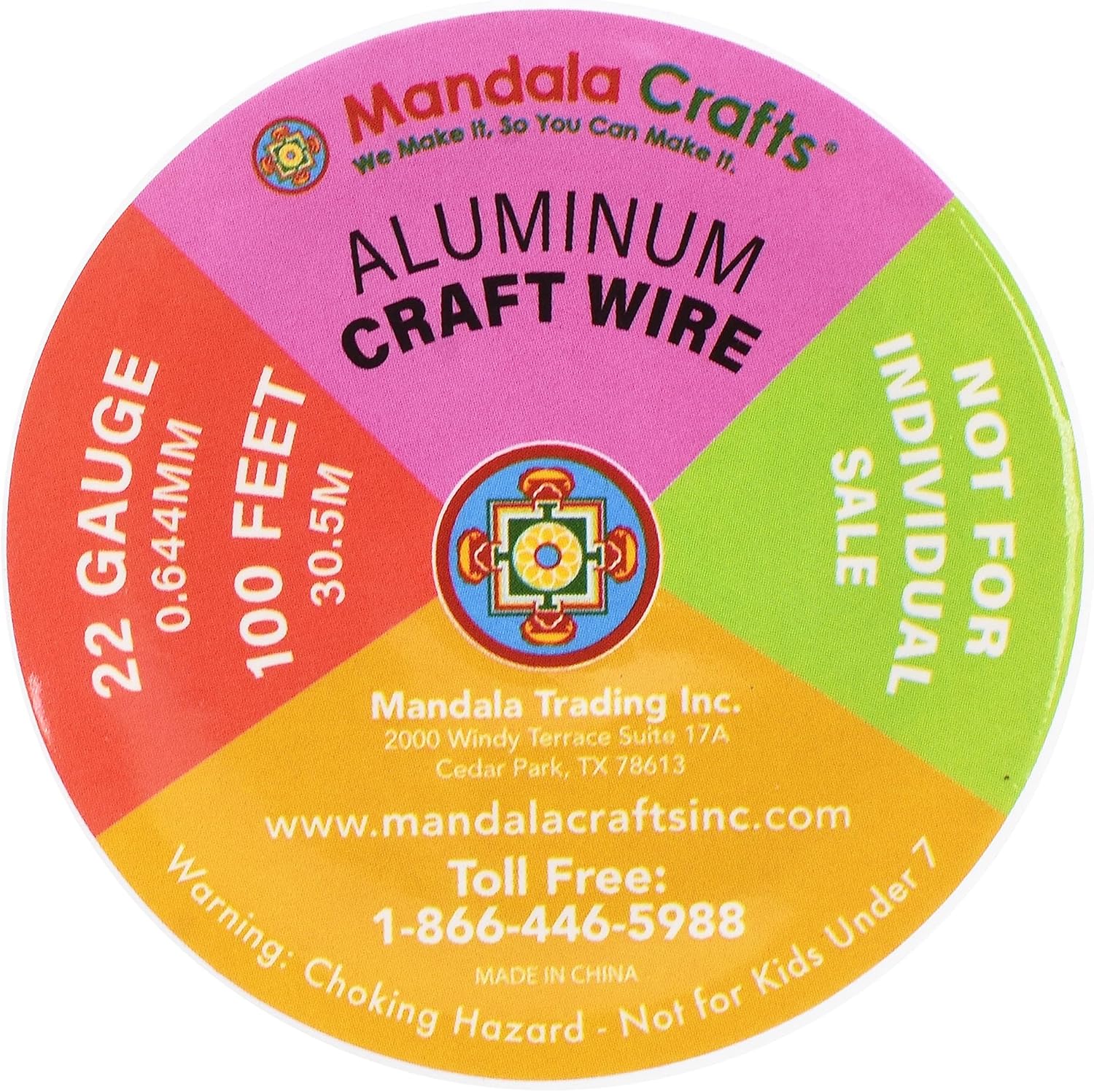 Mandala Crafts 22 Gauge Anodized Aluminum Craft Wire for Jewelry Making - 400 FT Colored Flexible Pastel Wire - Bendable for Bonsai Armature Crafting Sculpting - Crafty Corner