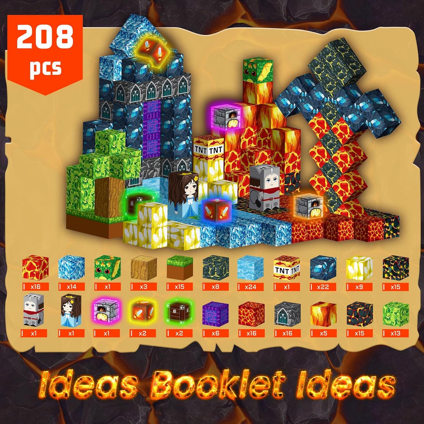 Magnetic Blocks 208 PCS Magnetic Building Blocks Cubes Gift Set for Boys and STEM Learning Preschool Learning Construction Toys - Crafty Corner