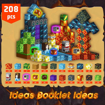 Magnetic Blocks 208 PCS Magnetic Building Blocks Cubes Gift Set for Boys and STEM Learning Preschool Learning Construction Toys - Crafty Corner