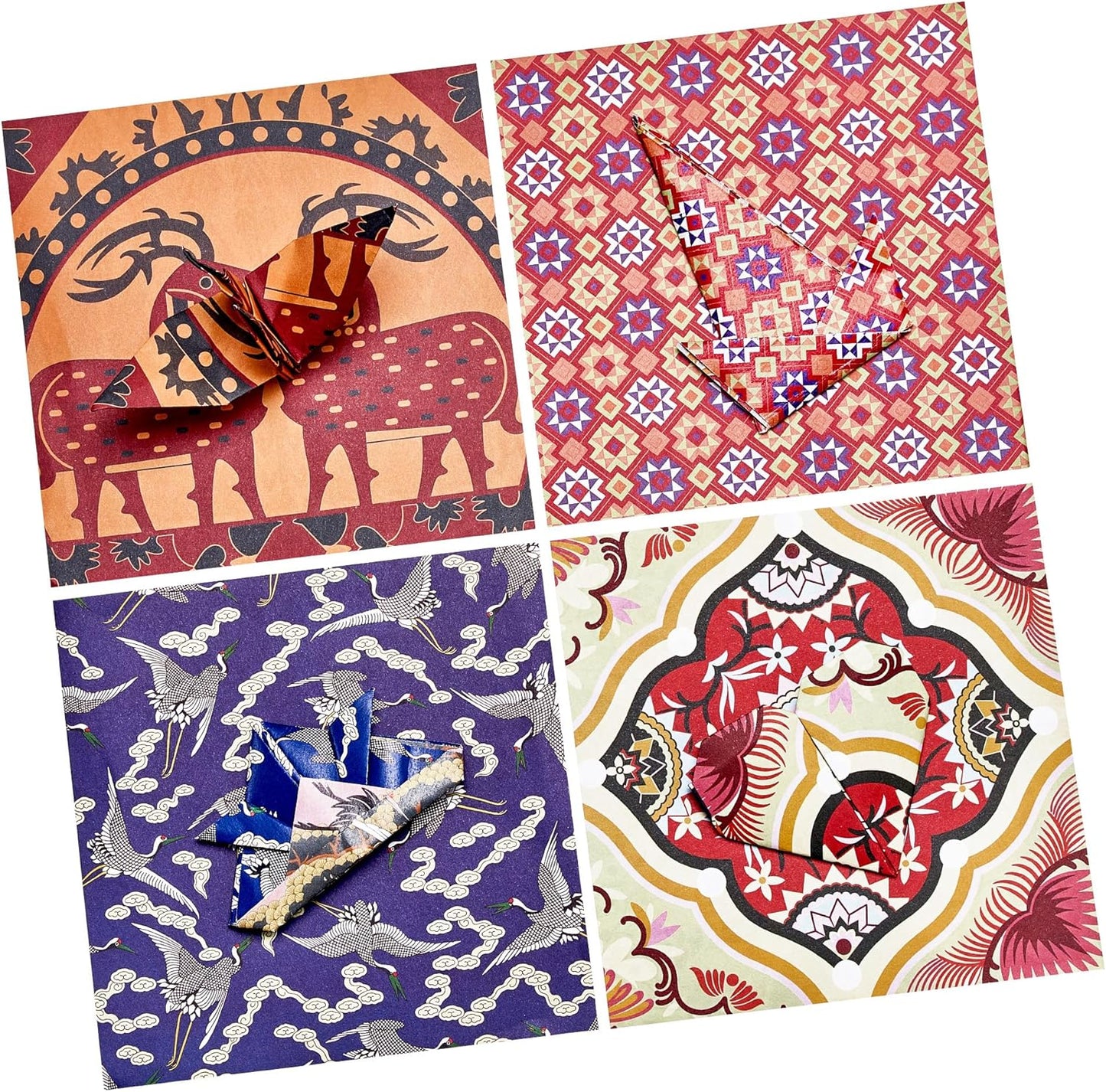Ethnic Patterns Origami Paper - 50 Sheets 6x6 Inches - Double-Sided Traditional Cultural Art Colored Folding Paper for Adults, Artists & Kids - Ideal for Scrapbooking, Card Making and DIY Crafts - Crafty Corner