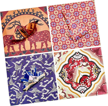 Ethnic Patterns Origami Paper - 50 Sheets 6x6 Inches - Double-Sided Traditional Cultural Art Colored Folding Paper for Adults, Artists & Kids - Ideal for Scrapbooking, Card Making and DIY Crafts - Crafty Corner