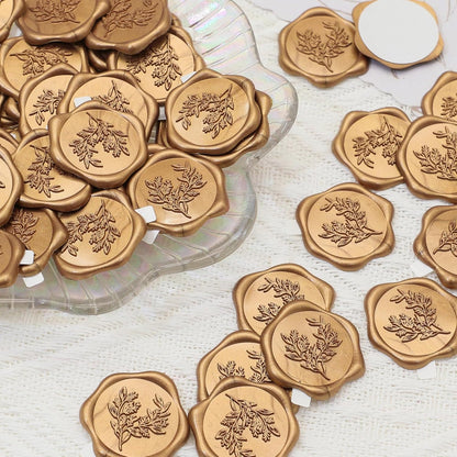 SWANGSA 50 Sets Wedding Invitations Wraps, Vellum Jackets for 5x7 Invitations & Self Adhesive Antique Gold Heart Wax Seal Stickers for Wedding Bridal Baby Shower Birthday Envelopes (White Wildflower)
