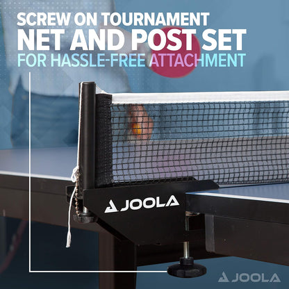 JOOLA Inside Professional MDF Indoor Ping Pong Table with Quick Clamp Table Tennis Net and Post Set - 10 Minute Easy Assembly - Tournament Quality - Foldable with Single Player Playback Mode