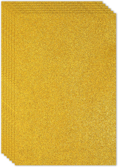 PATIKIL 2mm(1/10") Thick Non Adhesive Glitter Foam Sheet 16x24inch(40x60cm) Gold Tone, EVA Shiny Foam Board for Craft, 6 Pcs