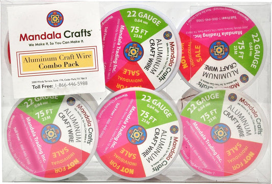 Mandala Crafts 22 Gauge Anodized Aluminum Craft Wire for Jewelry Making - 450 FT Colored Flexible Silver Combo Wire - Bendable for Bonsai Armature Crafting Sculpting - Crafty Corner