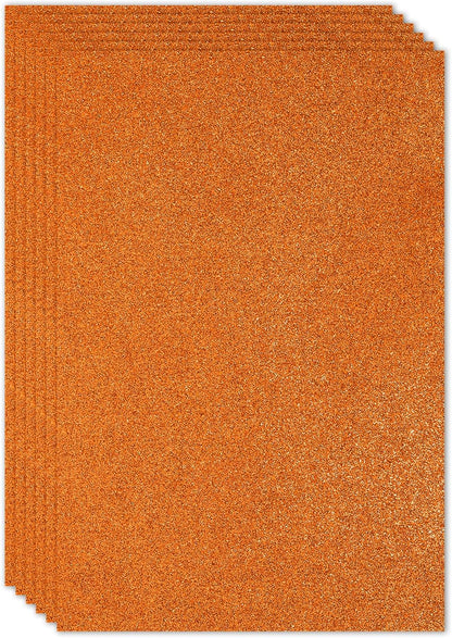 PATIKIL 2mm(1/10") Thick Non Adhesive Glitter Foam Sheet 16x24inch(40x60cm) Orange, EVA Shiny Foam Board for Craft, 6 Pcs
