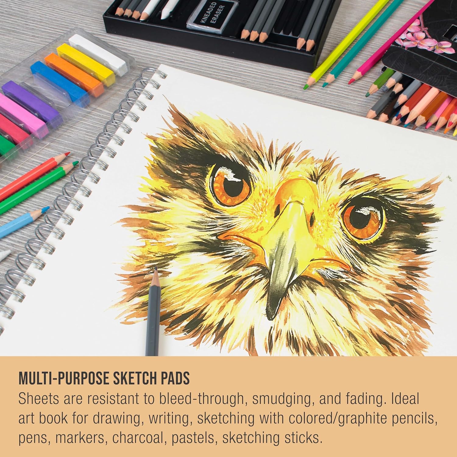U.S. Art Supply 11”x14 Premium Heavy-Weight Paper Spiral Bound Sketch Book: 90 Pound (160gsm), 30-Sheet Drawing Pad (2 Pack) - Crafty Corner