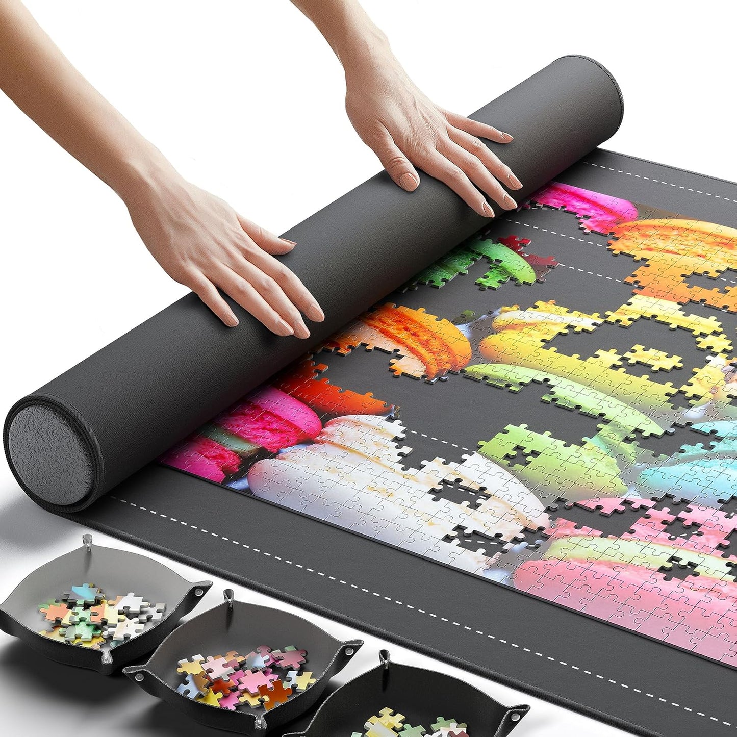 Newverest Gift Bundle of 2: Roll Up Puzzle Mat 1500 pcs & 6-Pack Puzzle Glue Sheets