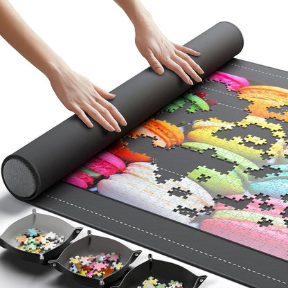 Newverest Gift Bundle of 2: Roll Up Puzzle Mat 1500 pcs & 6-Pack Puzzle Glue Sheets