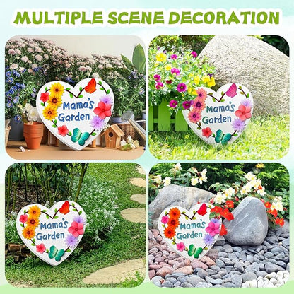 Juexica Mama's Garden Stepping Stones 9.5 Inch Mom Garden Stepping Stones Kit Outdoor Decorative Plaster Material DIY Paintable Mother Stepping Stones for Kids Ages 8+