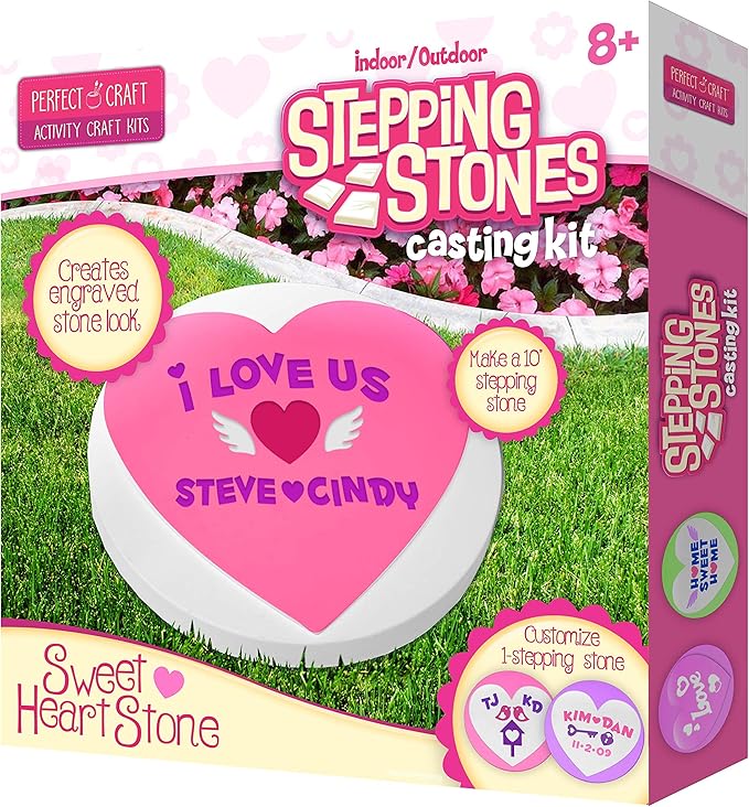 Perfect Craft Sweetheart Customizable Stepping Stone Cast & Paint Kit with Perfect Cast Casting Material