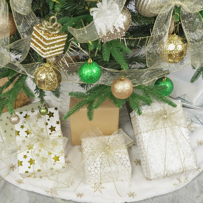 MEEDEE Glitter Gold Wired Ribbon 2.5 Inch Horizontal Stripes Polka Dot Christmas Ribbon Organza Sheer Glitter 25 Yards Gold for Christmas Tree, Wreath Bow Making - Crafty Corner