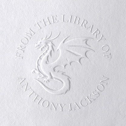 Dragon Book Embosser, Custom Round Library Book Embosser, Fantasty Fiction Dragon Ex Libris Embosser, Gift for Book Lover | Black or Pink Embosser (Dragon #1)