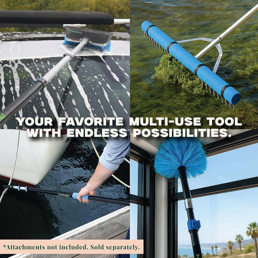 EVERSPROUT Pro Pole, 5-to-12 Foot Heavy Duty Extension Pole (3-Stage), Lightweight Anodized Aluminum, Telescoping Pole - Fits Standard ACME Threaded Adaptor for Cleaning, Squeegee, Bulb Change & More