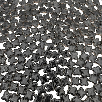 500g/1.1lb Random Color Irregular Ceramics Mosaic Tiles,DIY Making Creative Ceramic Mosaic Tiles for DIY Craft Plates Flowerpots Vases Cups Mosaic Making Supplies (Black Lucky Clover)